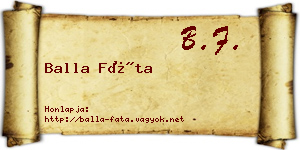 Balla Fáta névjegykártya
